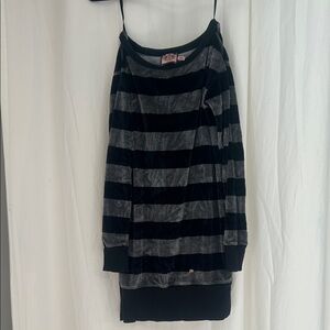 Juicy Couture Black and Gray Striped Mini Dress